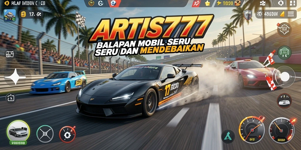Tampilan antarmuka balap yang menarik dan modern.