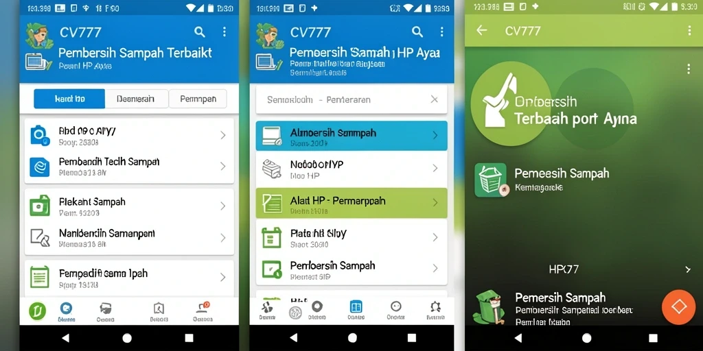 Tampilan antarmuka aplikasi CV777 untuk Pembersih Sampah yang menarik dan user-friendly.