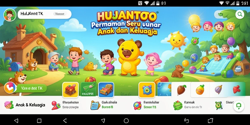 Tampilan antarmuka HUJANTOTO yang ceria dan interaktif.