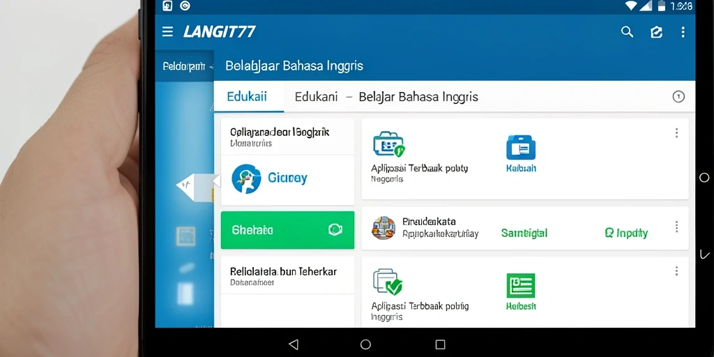 Tampilan antarmuka utama LANGIT77 untuk belajar bahasa Inggris.