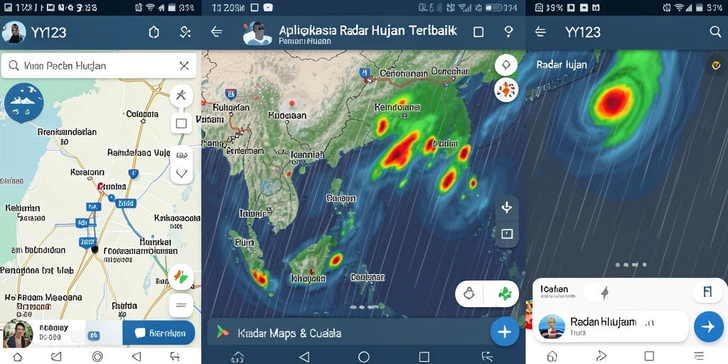 Tampilan antarmuka aplikasi YY123 dengan fitur Radar Hujan yang informatif.